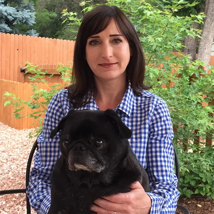Rachel and her pug Lola